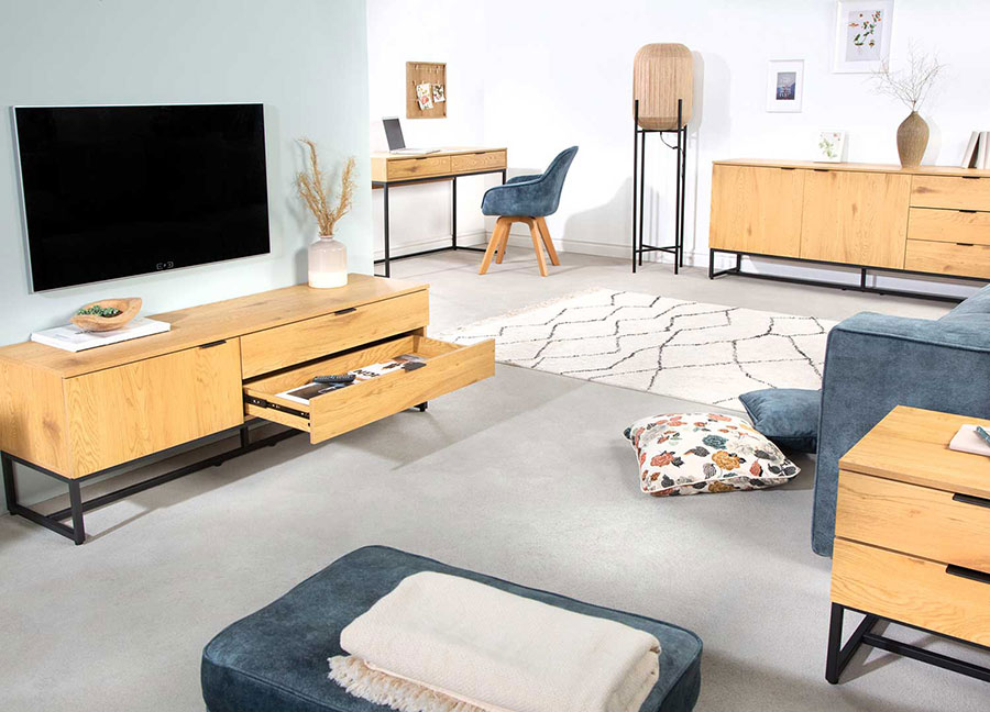 mobilier bois et métal scandinave moderne